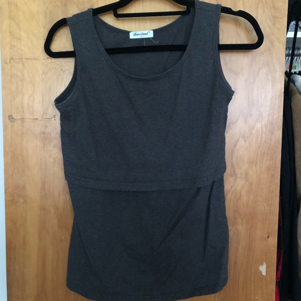 Charcoal gray nursing tank top